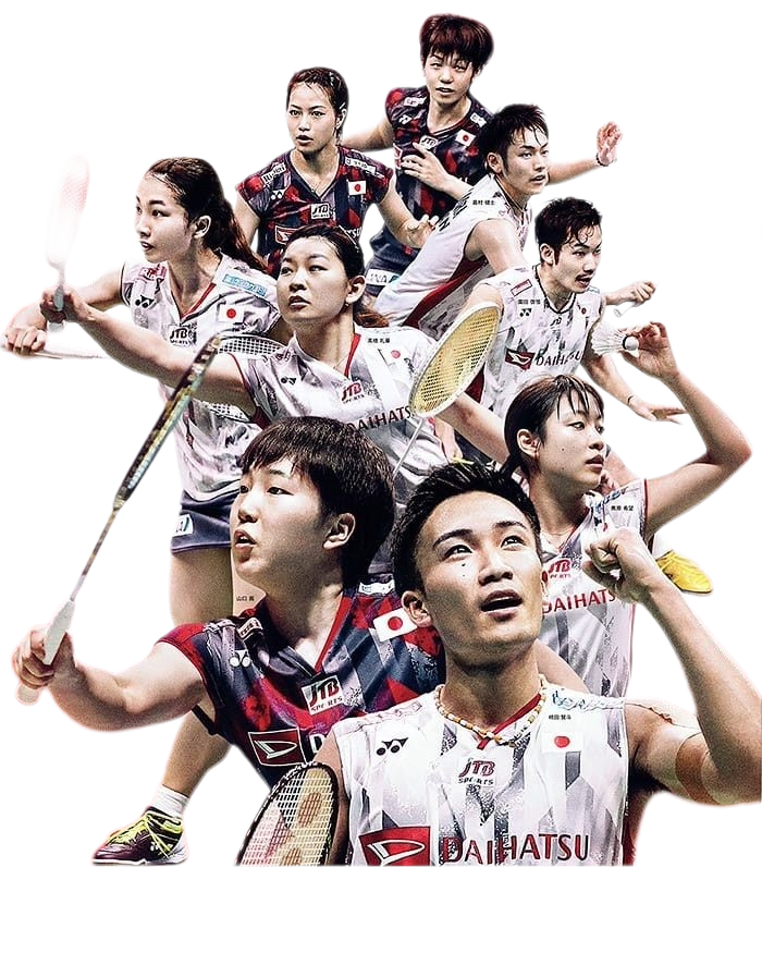 Japanese badminton team players in action